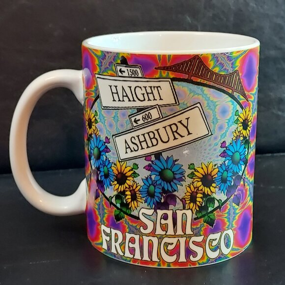 Haight Ashbury San Francisco Psychedelic Tie Dye 60's Hippie 12oz Coffee Tea Mug